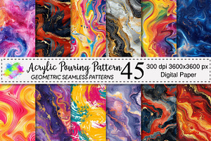 Acrylic Pouring Digital Paper Patter, a Pattern Graphic by Canvas Craft