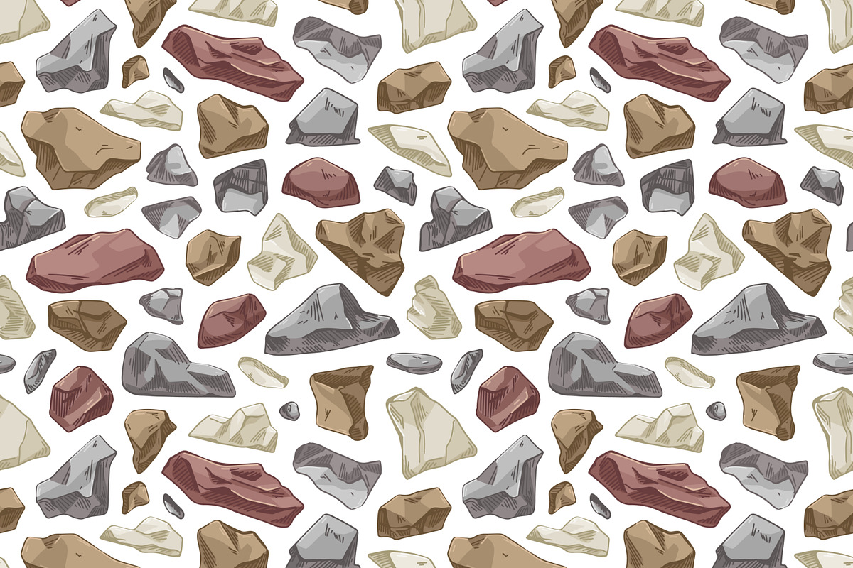 Stones and rocks seamless patterns, a Pattern Graphic by Good Studio (Photo 2 of 9)