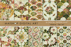 Repeating Oriental Paper Pack, a Pattern Graphic by Maishop