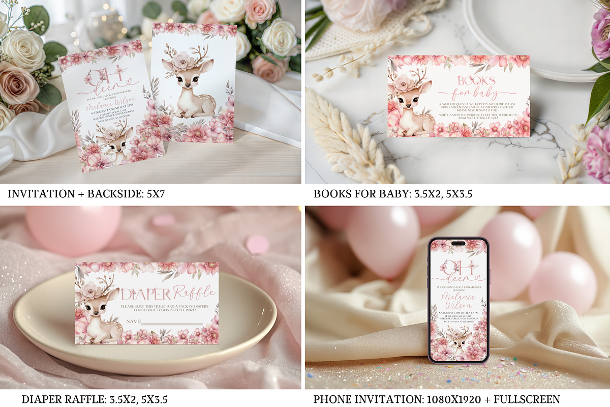 Oh Deer Baby Shower Bundle, an Invitation Template by Digital_Mind (Photo 2 of 8)