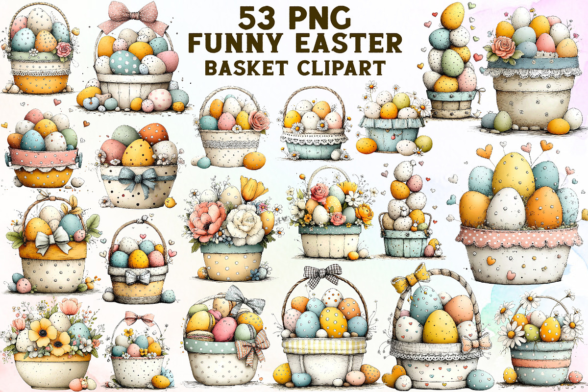 Funny Easter Basket Clipart, an Illustration by Sublimation Artist (Photo 1 of 7)