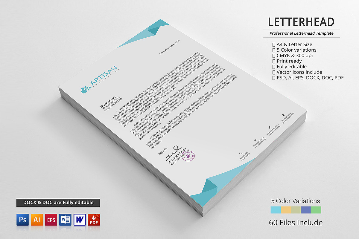 Letterhead, a Stationery Template by artisanHR (Photo 1 of 5)