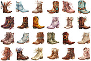 Watercolor Boho Boots Clipart, an Illustration by Sublimation Artist (Thumbnail 2 of 6)