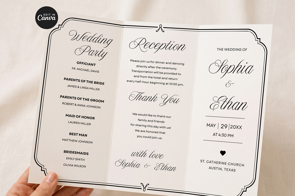 Elegant Black White Wedding Program, an Invitation Template by Arslan (Photo 2 of 4)