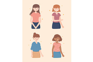 set of young women, a Person Illustration by studiogstock