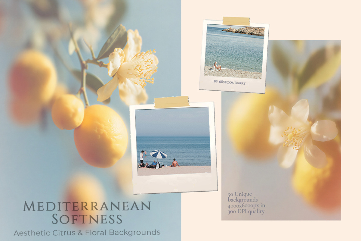 Mediterranean Blur lemon backgrounds, a Background Graphic by 60secondsArt (Photo 4 of 14)