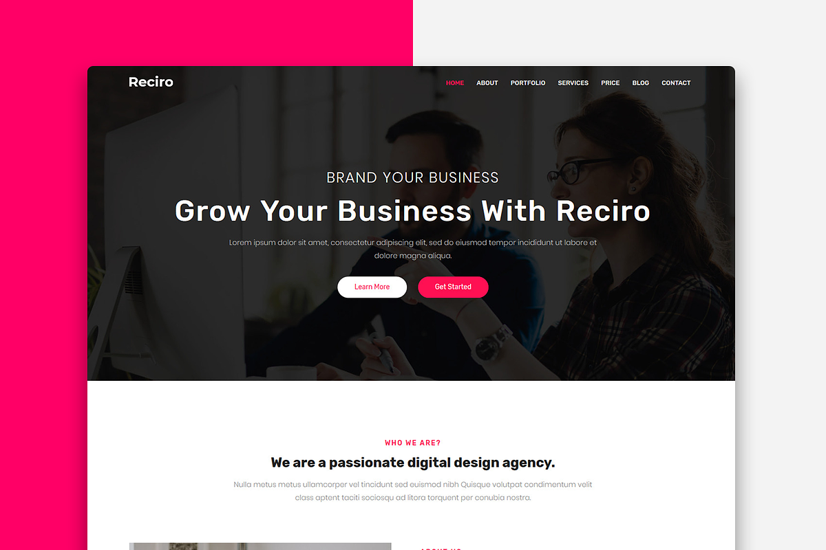 Reciro - Modern & Creative Agency, a Bootstrap Template by Restart Technology Shop (Photo 2 of 2)