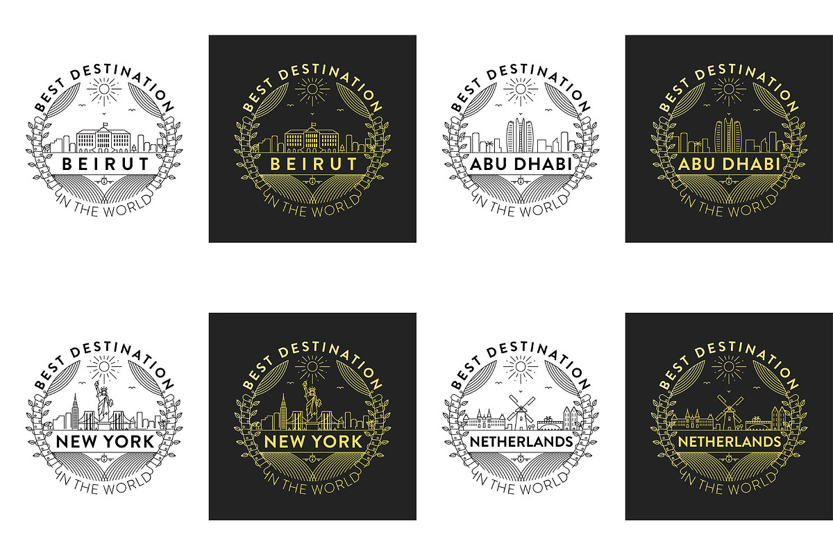 44 Linear City Badges, an Outline Icon by Kursat Unsal (Photo 17 of 25)