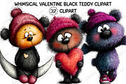 Whimsical Valentine Black Teddy Clip, an Illustration by Creative Art (Thumbnail 1 of 9)
