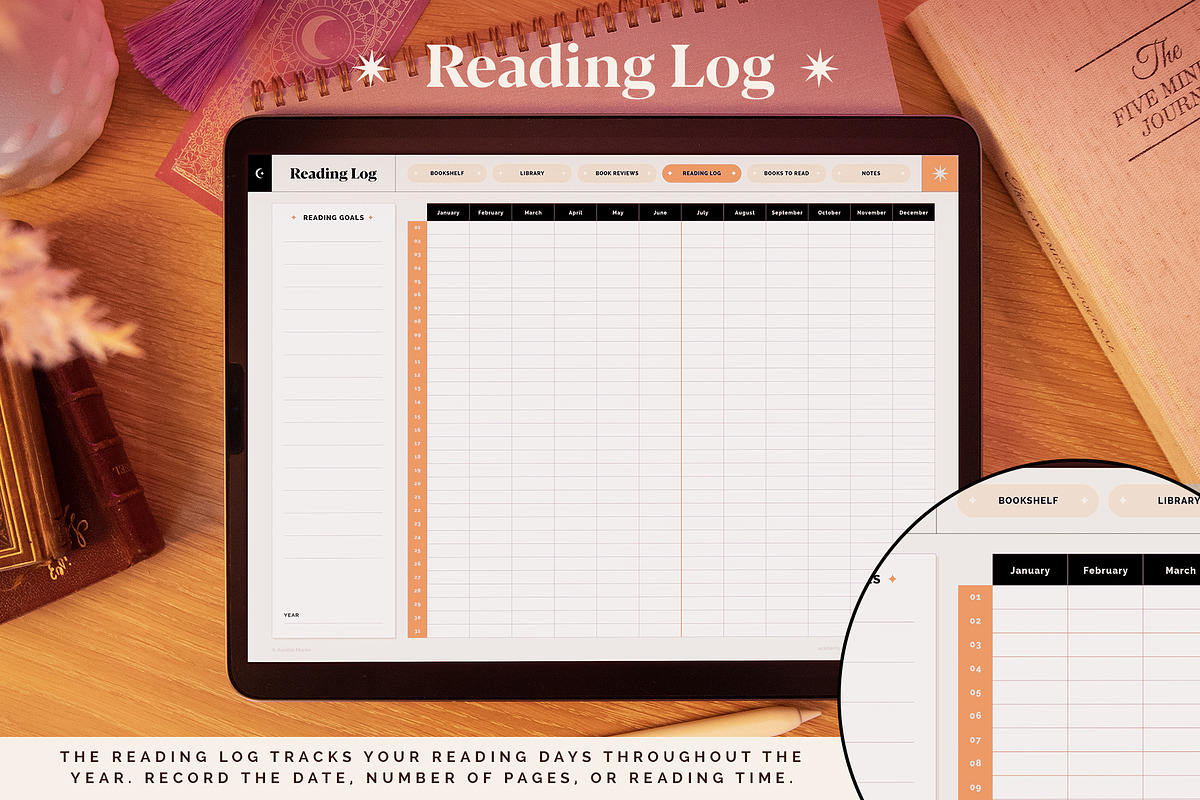 Digital Reading Journal – Orange, a Stationery Template by Aurelie Maron (Photo 6 of 9)