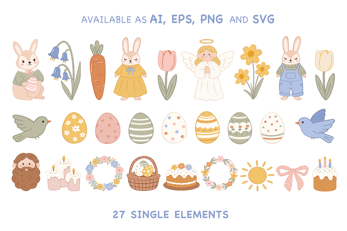 Pastel Easter - Hand Drawn Cliparts, a Seasonal Illustration by cute.leo.design (Photo 3 of 6)