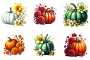 Birth Month Floral Pumpkin Clipart, an Illustration by DreamArtGraphic (Thumbnail 4 of 5)