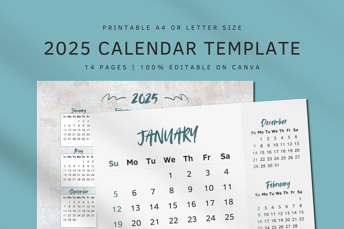 2025 CALENDAR CANVA TEMPLATE, a Stationery Template by The Little Lily Studio (Photo 1 of 5)