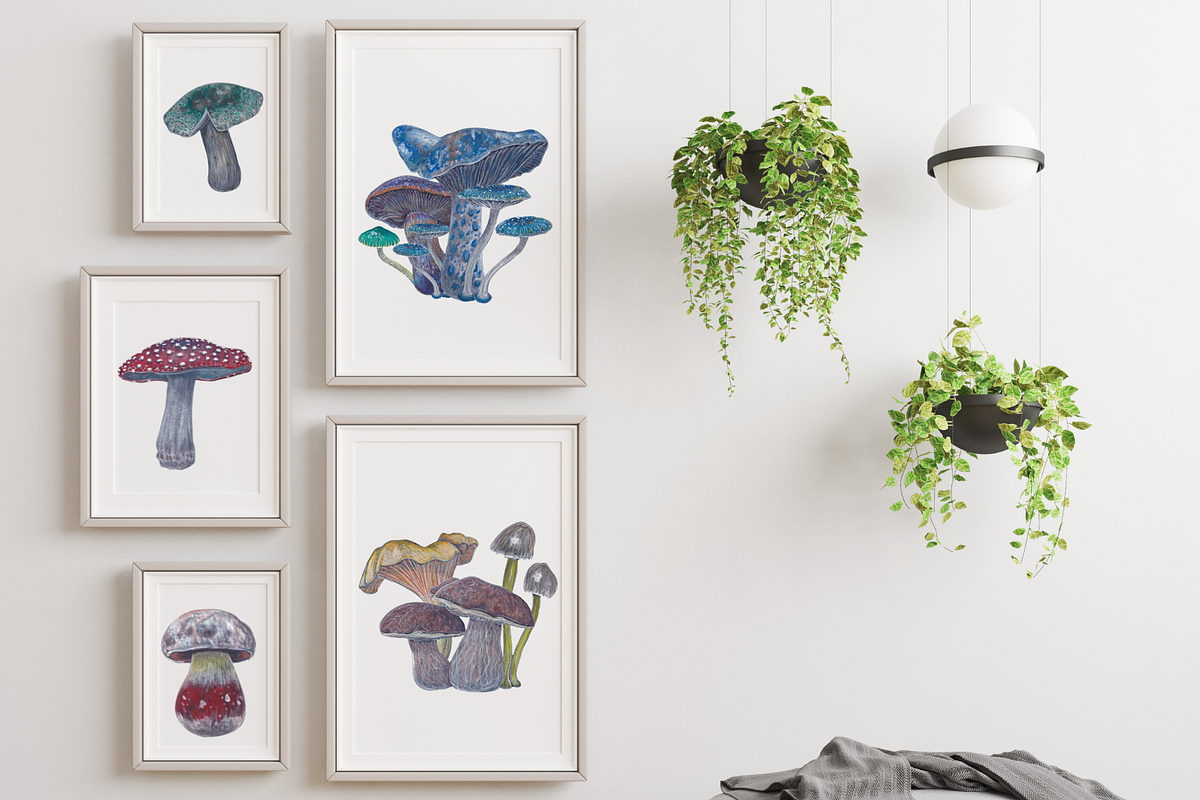 Watercolor and Gouache Mushrooms, an Illustration by MariaOrtegaDigitals (Photo 4 of 6)