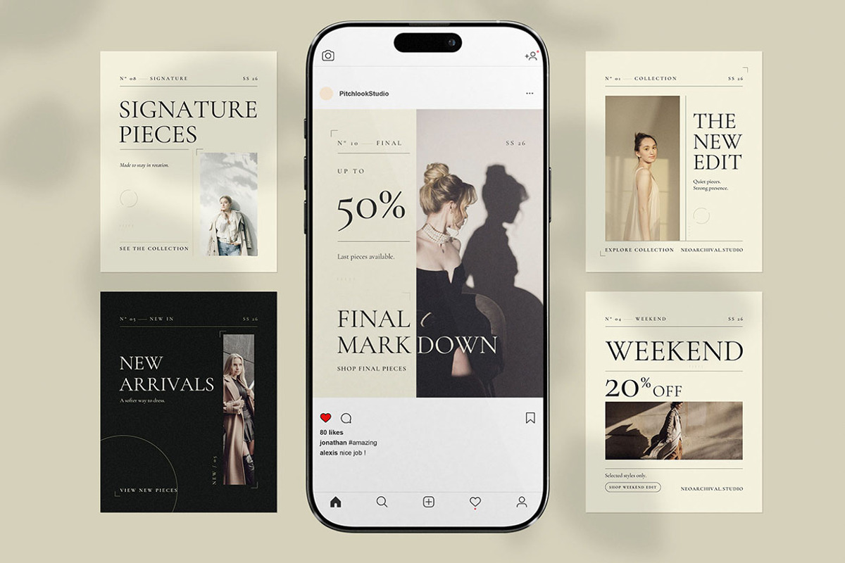 Archival Fashion Instagram Post Pack, a Social Media Template by Pitchlook.Studio (Photo 3 of 3)