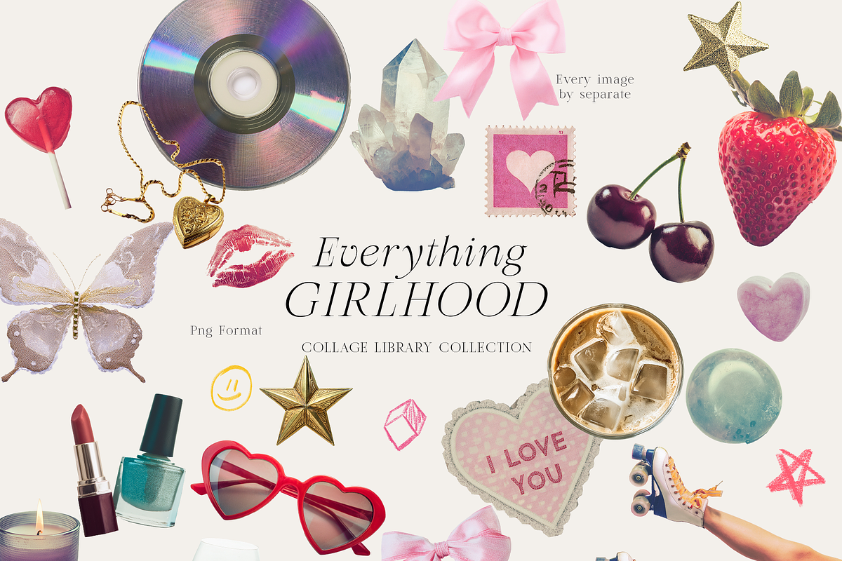 Girlhood collage scrapbook lace bows, an Object Graphic by Grace Noboa Illustrations (Photo 8 of 10)