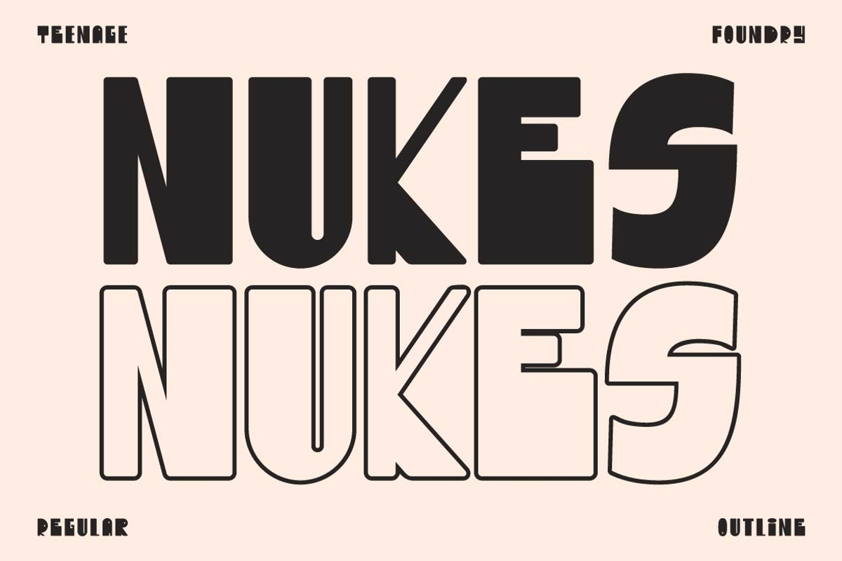 TF Nukes, a Sans Serif Font by TeenageFoundry (Photo 1 of 11)