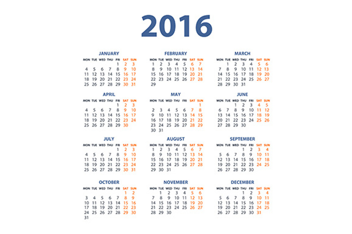 Flat Calendar 2016, a Stationery Template by Rommeo79 (Photo 5 of 5)