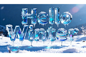 Hello Winter ice text design