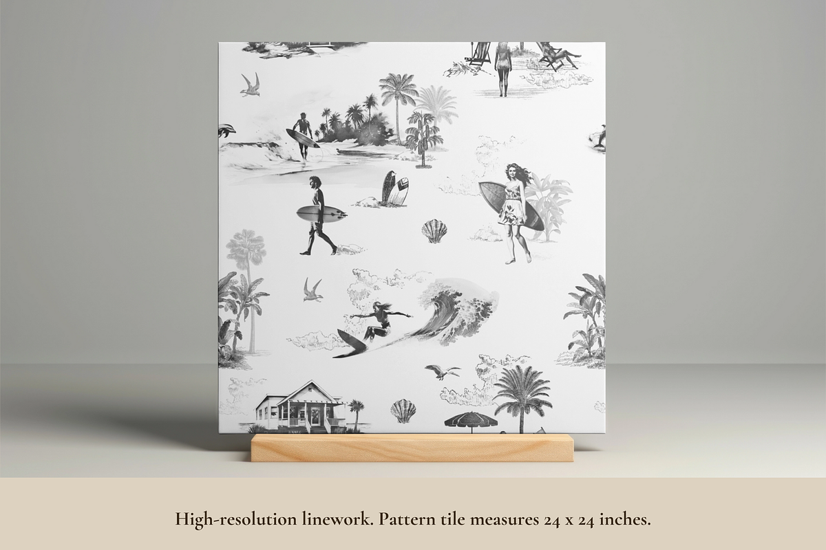 The Surfer Toile de Jouy Pattern, a Background Graphic by Hughes Studio (Photo 3 of 13)