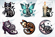 Skeleton Black Cat Clipart, a Graphic by designcity5 (Thumbnail 3 of 5)