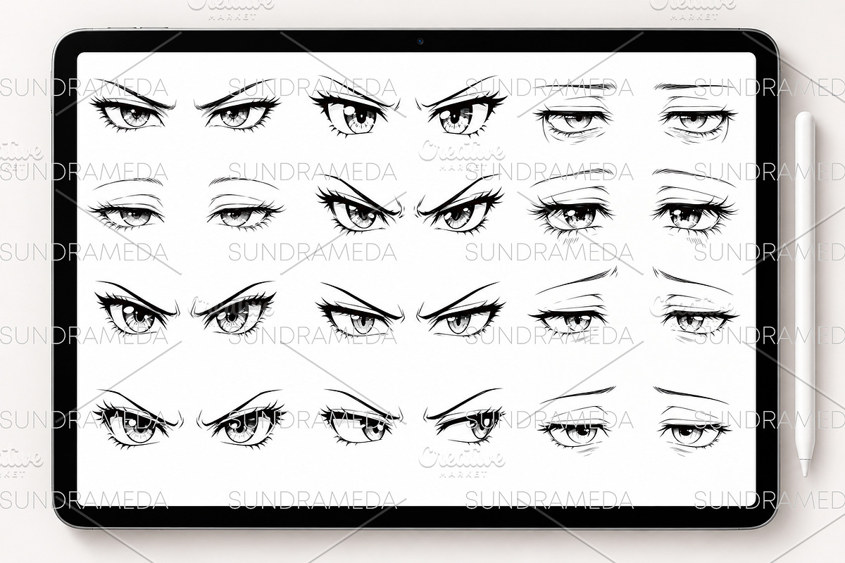 Anime & Manga Eyes Procreate Stamps, a Brush Add-On by sundrameda (Photo 5 of 12)
