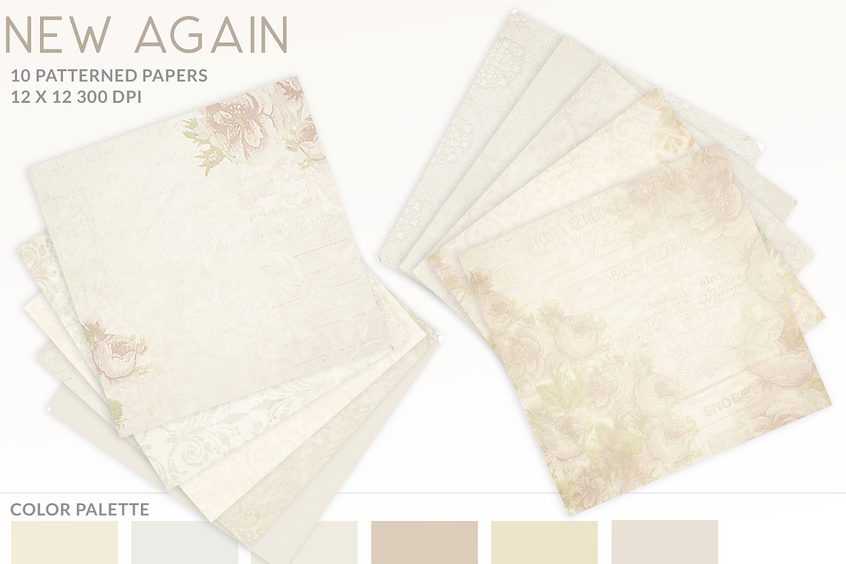 Vintage Floral Damask Digital Papers preview 2