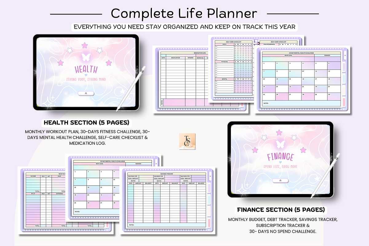 Undated Digital Planner Cute Pastel preview 7