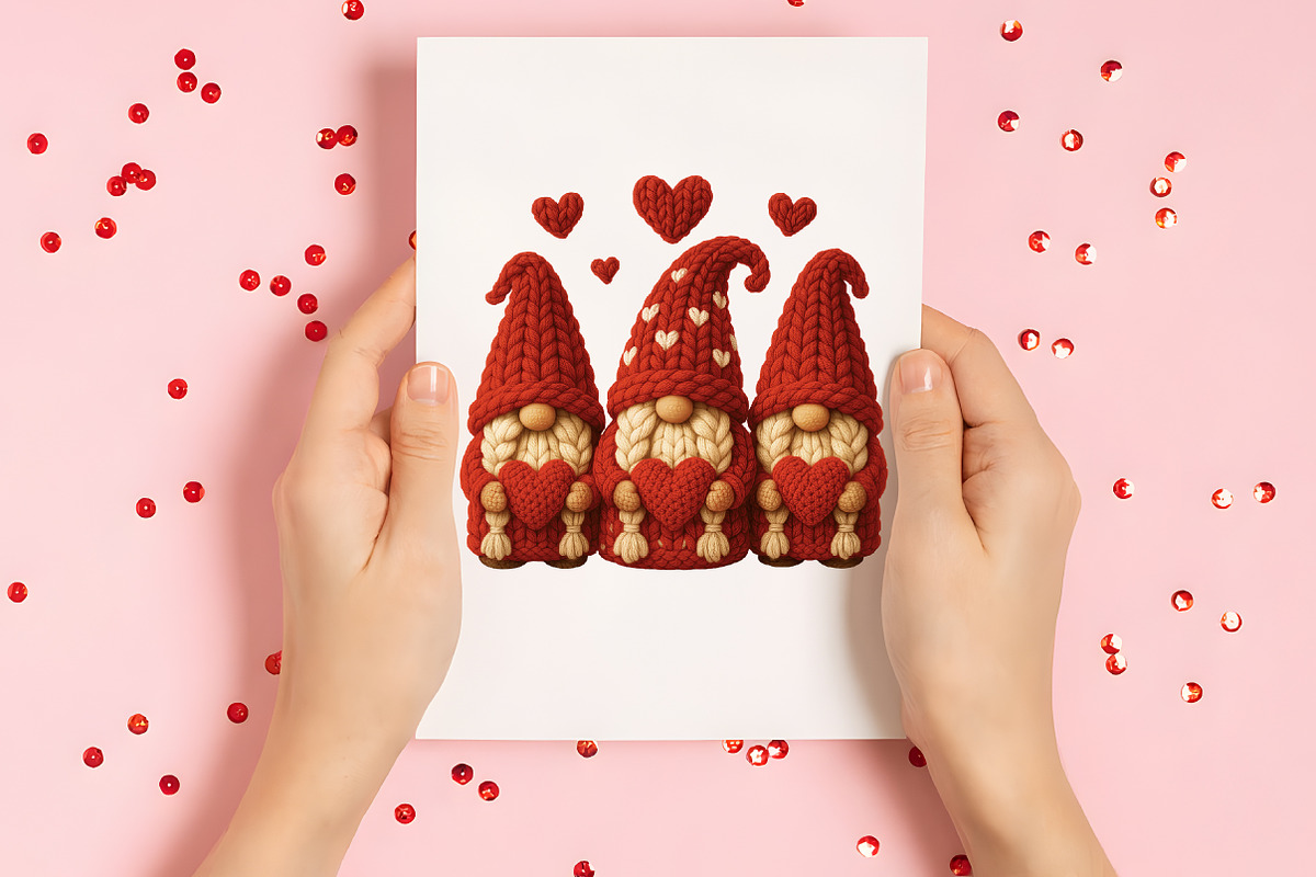 Crochet Valentines Gnome PNG, an Illustration by CraftArtStudio (Photo 2 of 4)