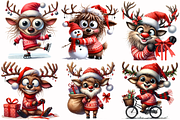 Funny Christmas reindeers clipart, an Animal Illustration by AnetArtStore (Thumbnail 4 of 8)