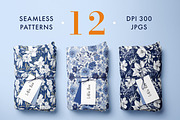 Blue on white floral patterns, a Pattern Graphic by Ninterints (Thumbnail 1 of 18)