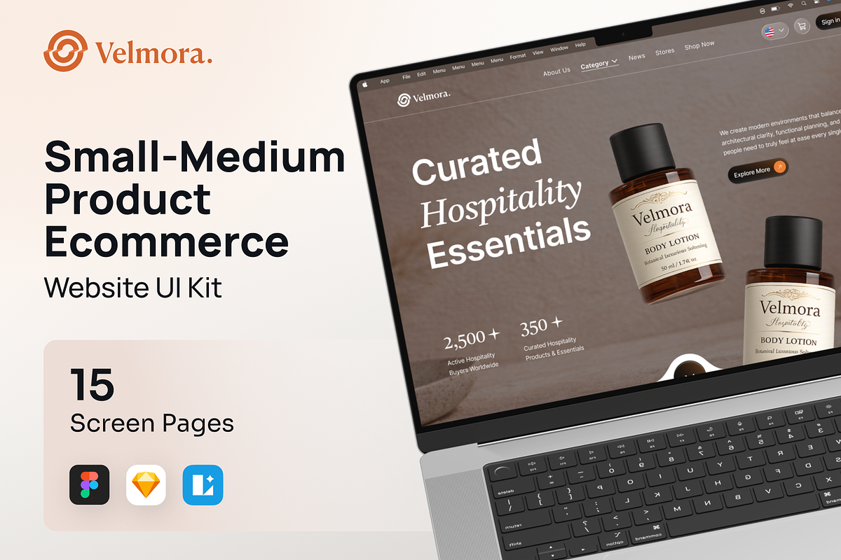 Velmora - Small-Medium Ecommerce UI, a Landing Page Template by Agensip Design Agency (Photo 1 of 10)