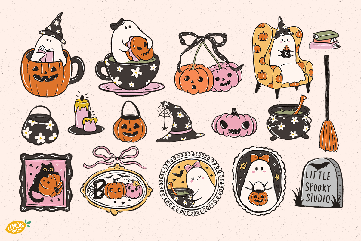 Cozy Halloween PNG Clipart Bundle, a Seasonal Illustration by LemonDesign (Photo 2 of 7)