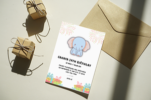 Cute Birthday Invitation Card, a Print Template by TheSimplySereneShop