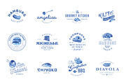 12 Food Industry Logos Hand Painted, a Branding & Logo Template by Liviu (Thumbnail 1 of 5)