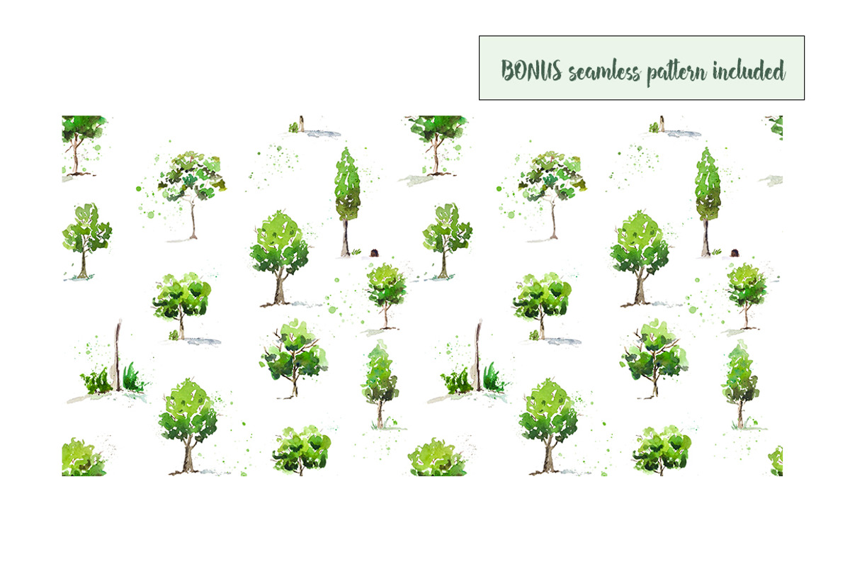 Hand Painted Watercolor Trees, an Illustration by Inksnthings (Photo 4 of 4)