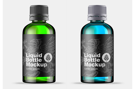 Amber Glass Bottle Mockup, a Packaging Mockup by OneVectorStock