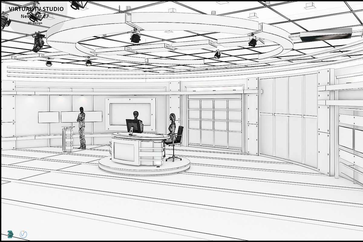 Virtual TV Studio News Set 27, an Architecture 3D Model by akerStudio (Photo 23 of 49)
