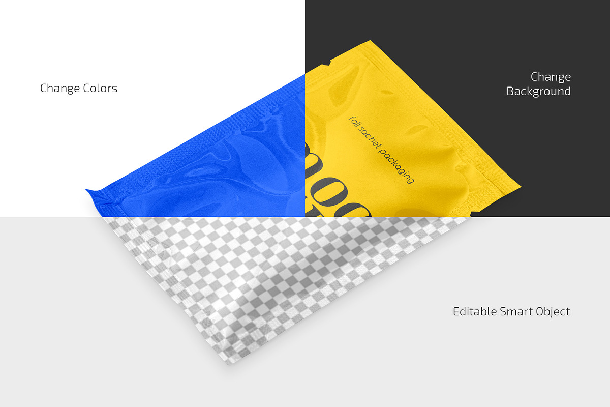 Foil Sachet Packaging Mockup Set, a Packaging Mockup by Country4k (Photo 2 of 4)