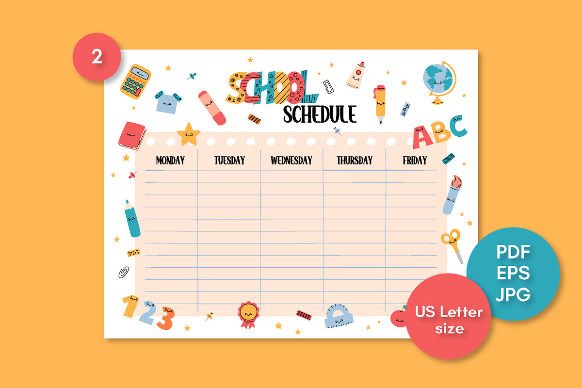 School Schedule Printable Templates, a Stationery Template by AnnaViolet_store (Photo 3 of 4)