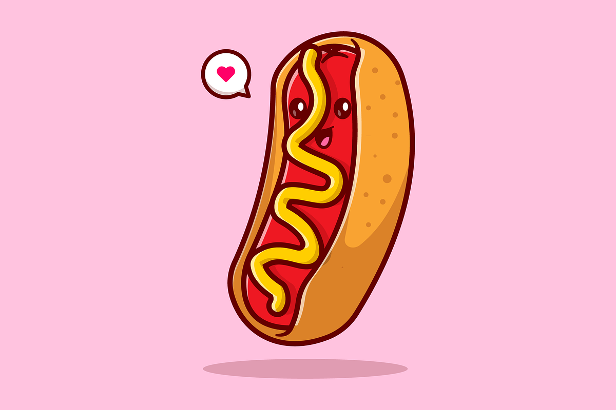 Cute Hotdog Food Smiling Cartoon, a Food Illustration by Catalyst Labs (Photo 3 of 3)