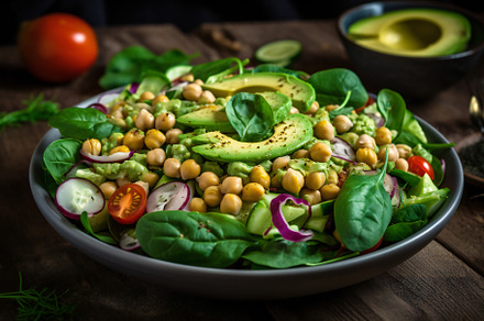 Healhty vegan lunch menu concept, a Photo by Grafvision photography
