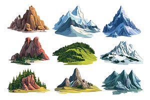 Mountain Peaks Icon Set High, an Object Illustration by LadadikArt