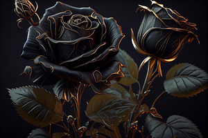 Black rose with gold border for your design., a Technology Illustration by Olyryk & Aglo