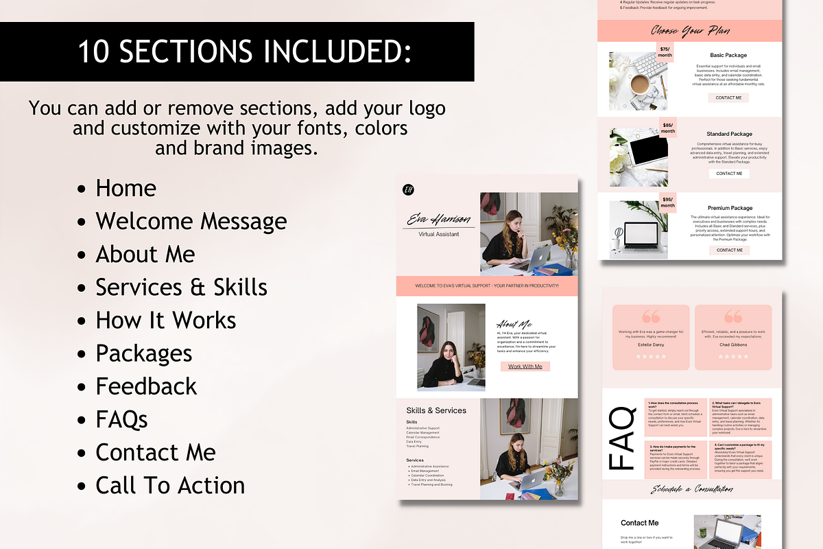 Virtual Assistant Website Template, a Landing Page Template by Mindful Digital Co. (Photo 3 of 8)