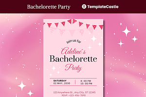 Bachelorette Party Canva Invitation, a Design Template by TemplateCastleStore