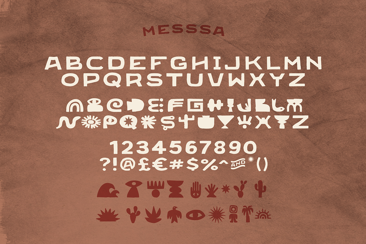 Messsa | Tex / Mex font & icons, a Sans Serif Font by Drawwwn (Photo 2 of 10)