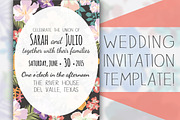 Floral Wedding Invitation Template, an Invitation Template by tbarkley (Thumbnail 1 of 2)