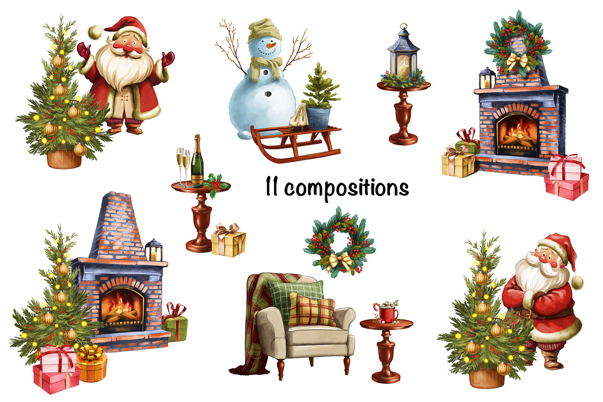 Christmas Clipart Bundle Set, an Illustration by IrynaPanashii (Photo 5 of 11)