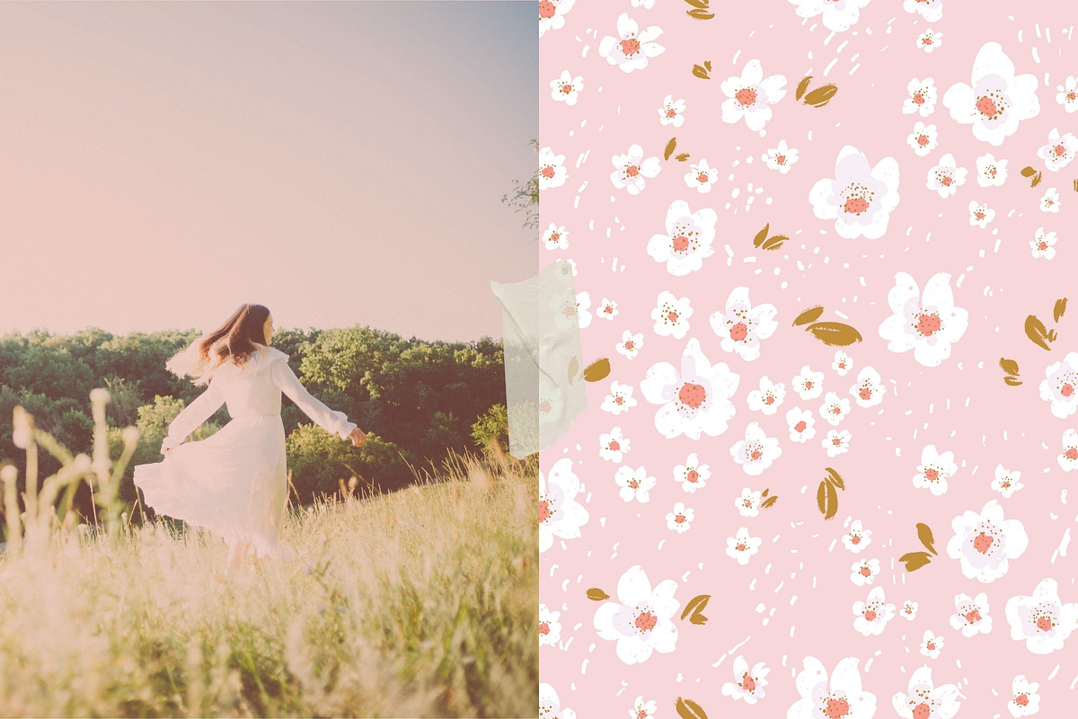 Soft Blossom Floral Patterns, a Pattern Graphic by PaperJamLab (Photo 2 of 13)